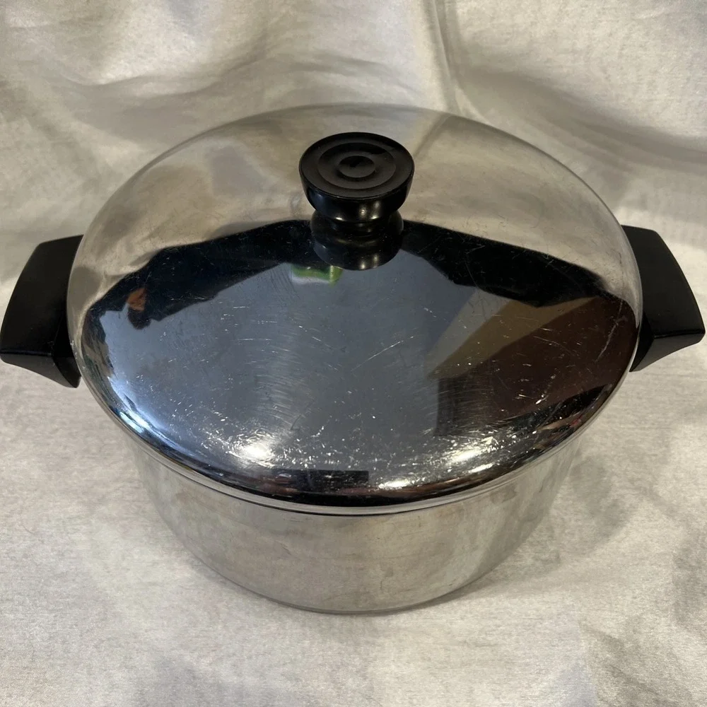 Revere Ware Copper Bottom 4 1/2 Qt Stock Pot & Lid Clinton 85 Stainless Steel